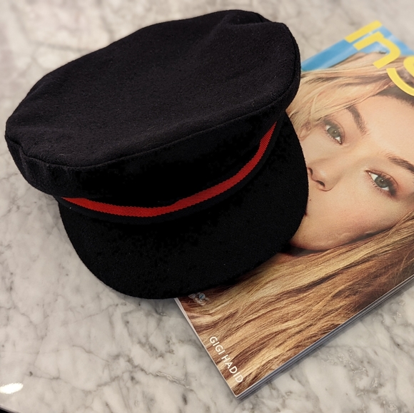 Free People Baker Boy Hat Navy Blue Wool Cap - Picture 4 of 6